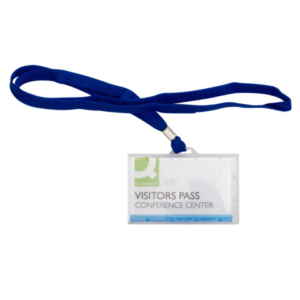 Portabadge rigido in PP 94x60 mm con cordoncino blu - conf. 50 pz - KF17112