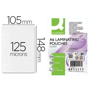 Pouches per plastificatrici Q-Connect 111x154 mm lucide A6 conf. 100 pz 125 micron - KF11117