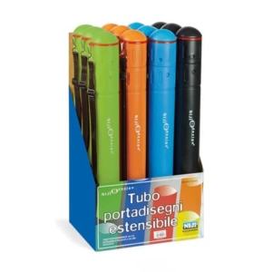 Tubo portadisegni Niji Ø 7,5 cm - estensibile da 52 a 85 cm - colori assortiti - 3060