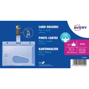 Porta Badge di sicurezza rigidi con clip Avery 54x85 mm - trasparente - conf. 25 pz - 4826