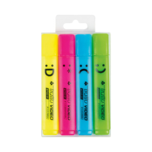 Evidenziatori Tratto Video Emotion conf. 4 pezzi in astuccio appendibile colori assortiti - F83870100