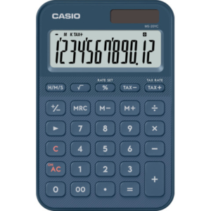 Calcolatrice da tavolo Casio solare o a batteria - display 12 cifre - blu MS-20YC-NY-W-EP