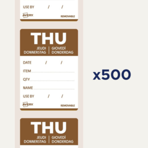 Etichette removibili per tracciabilità alimentare giornaliere Avery 40x56 mm - conf. 500 pz gio/marrone DLDTHUREV-500