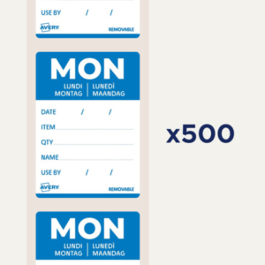 Etichette removibili per tracciabilità alimentare giornaliere Avery 40x56 mm lun/azzurro - conf. 500 pz DLDMONREV-500