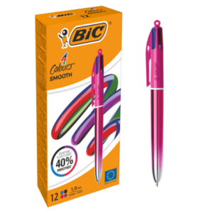 Penna a sfera a scatto BIC 4 Colours Smooth Gradient fucsia 1 mm - conf. 12 pz - 303084