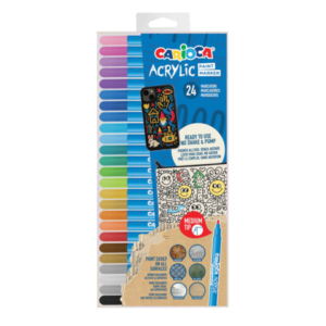 Marcatore acrilico Carioca punta media in conf. da 24 colori assortiti 45295