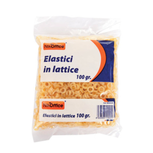 Elastici per lotteria Nikoffice in lattice in busta da 100 g - diametro 0,5 mm - giallo - 06NIK035