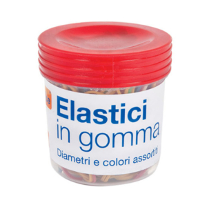 Elastici in gomma Nikoffice in barattolo da 100 g colori e misure assortite 06NIK034