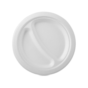 Piatto piano a 2 scomparti in canna da zucchero Oasis Green conf. 50 pz Ø 23 cm OAS-008CA