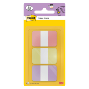 Segnapagina Post-it® Index Pastel Tabs 24x38 mm - rosa, giallo, viola - conf. 3/12 ff - 686-3 SUN