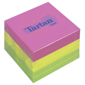 Foglietti riposizionabili Tartan? Notes 76x76 mm colori assortiti neon - conf. 6 blocchetti da 100 ff - 654 N