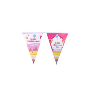 Festone con bandierine triangolari Party Go H.30 cm x 10 m rosa AA0079-T