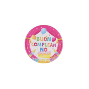 Piatti in carta Party Go Buon Compleanno rosa 18 cm - conf. 8 pz - AA0093-T