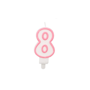 Candelina Party Go bianco e rosa H.6 cm n° 8 EA0202