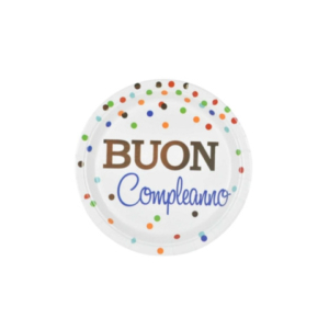 Piatti di carta Party Go Buon Compleanno pois colorati 18 cm - conf. 8 pz - AI0334