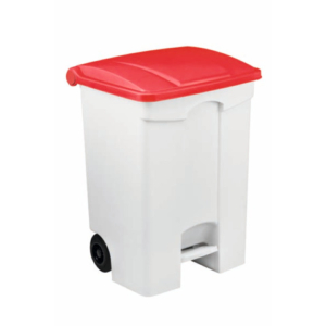 Contenitore mobile a pedale Medial Contitop 70L in PP bianco-rosso 115577