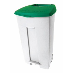 Contenitore mobile a pedale Medial Contiplast 120L in PP bianco-verde 102538