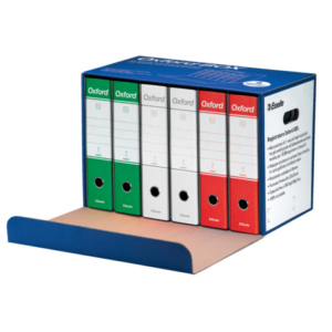 Registratori con custodia Esselte Oxford Box G85 Italia protocollo 54,5x36,5 cm - dorso 8 cm - conf. da 6 assortiti Italia