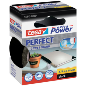 Nastro adesivo in tela tesa extra Power® Perfect 38 mm x 2,75 m nero 56343-00034-03