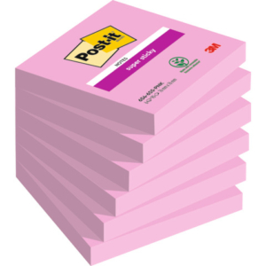 Foglietti riposizionabili Post-it® Super Sticky 76x76 mm - rosa tropicale - conf. 6 blocchetti da 90 ff 654-6SS-PNK