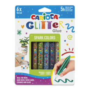 Conf. 6 blister da 6 colle Carioca colorate 10,5 ml - effetto glitter spark - 42110
