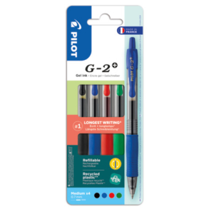 Set2Go 4 penne roller gel a scatto G-2+ nero, blu, rosso, verde 001424