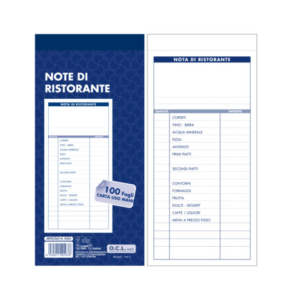 Blocco note ristorante O.C.L. 100 fogli a 3 colonne -10,2x21,6 cm - conf. 2 blocchi - 0207N