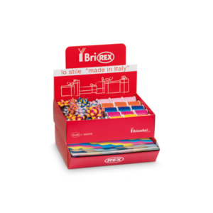 Espositore 100 fogli carta regalo raso + 50 stelle + 30 rocchetti Bri Rex fantasia glamour - RASOCOORD33G