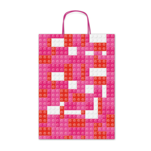 Borsa shopper Rex-Sadoch Allegra Mattoncini su kraft bianco - 26x12x36 cm rosa/rosso - conf. 25 pz - SDF26-276J