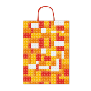 Borsa shopper Rex-Sadoch Allegra Mattoncini su kraft bianco - 16x8x21 cm rosso/arancio - conf. 25 pz - SDF16-274J