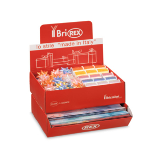 Espositore 100 fogli carta regalo raso + 50 stelle + 30 rocchetti Bri Rex fantasia velo - RASOCOORD34G