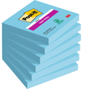 Foglietti riposizionabili Post-it® Super Sticky 76x76 mm - blu - conf. 6 blocchetti da 90 ff - 654-6SS-BLU