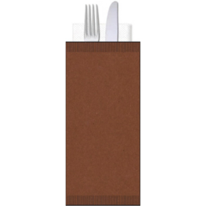 Buste portaposate Ristocart in carta paglia con tovagliolo 2 veli 25x10,5 cm conf. 100 pz cacao - WRBUP2064