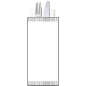 Buste portaposate Ristocart in carta bianca politenata con tovagliolo 2 veli conf. 100 pz 25x10,5 cm - WRBUP2071