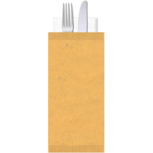 Buste portaposate Ristocart in carta paglia con tovagliolo 2 veli 25x10,5 cm conf. 100 pz neutra - WRBUP2072