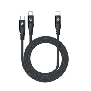 Cavo USB-C / 2x USB-C in nylon intrecciato Celly 100W 1,3 m - nero USBC2USBCBK