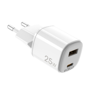 Caricatore da parete Celly GaN 1x USB-C 25W + 1x USB-A 18W - bianco UPTC1USB1USBC25