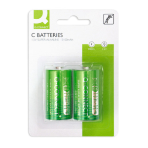 Batteria alcalina Q-Connect C/LR14 1.5 V - conf. 2 pz in blister - KF00490