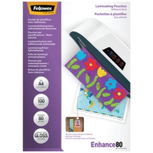 Pouches con retro adesivo per plastificatrici in conf. da 100 - Fellowes A4 - 5302202