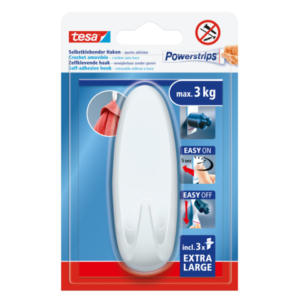 Ganci autoadesivi XL Tesa Powerstrips bianco - 3,8x10,5 cm ovali - 59025-00001-00