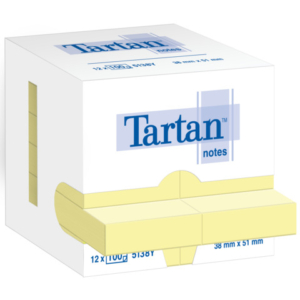 Foglietti riposizionabili Tartan? Notes 51x38 mm giallo - conf. 12 blocchetti da 100 ff - 5138Y