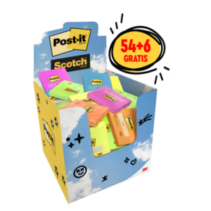 Espositore da banco 60 blocchetti di foglietti riposizionabili Post-it® da 100 ff - 76x76 mm - colori assortiti