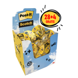 Espositore da banco 32 nastri biadesivi Scotch® 136D SOEU trasparente con dispenser a chiocciola - 12,7 mm x 6,3 m