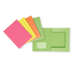 Cartella a 3 lembi con elastico Favorit 24,5x33 cm dorso 1 cm - conf. 12 pezzi in colori assortiti neon - 400207017
