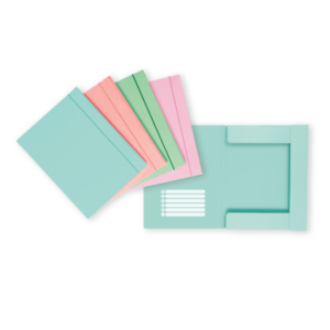 Cartella a 3 lembi con elastico Favorit 24,5x33 cm dorso 1 cm - conf. 12 pezzi in colori assortiti pastello - 400207015