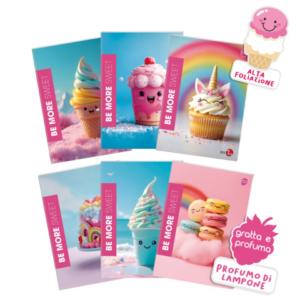 Maxi quaderno Be More Sweet A4 - 100 g/m² - 24+1 ff - 5M - copertina profumata - conf. 10 pz assortiti