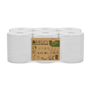 Asciugamani in rotolo Autocut Papernet Simplify a 2 veli - bianco - 130 m - conf. 6 pz - 421584