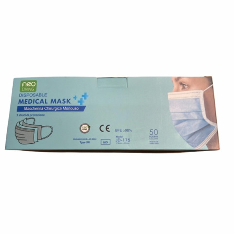 Mascherine chirurgiche monouso a 3 strati – azzurro – conf. 50 pz – JD-175