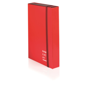 Cartella a 3 lembi con elastico piatto BREFIOCART NEW COLOR 25x35 cm dorso 10 cm rosso - 0221301.RO