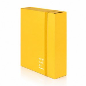 Cartella a 3 lembi con elastico piatto BREFIOCART NEW COLOR 25x35 cm dorso 10 cm in presspan giallo - 0221301.GI